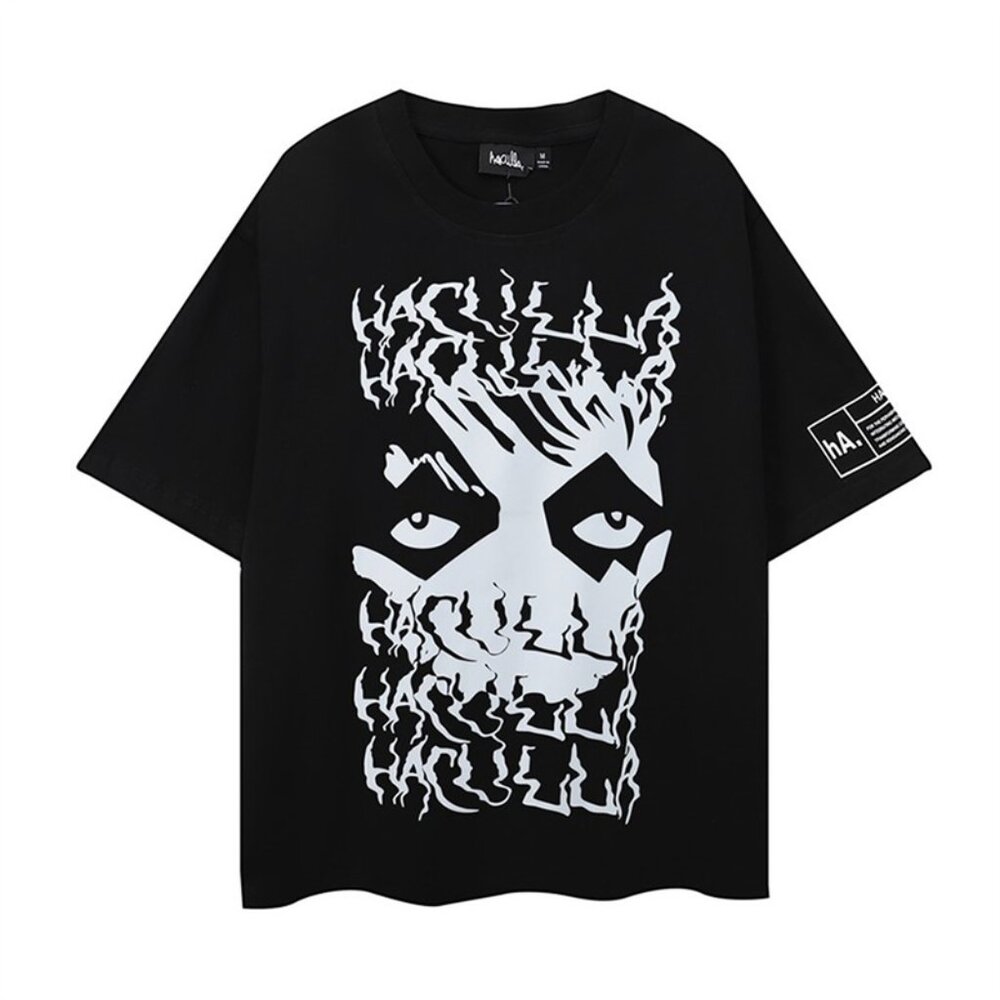 Haculla Black Crew Neck Pattern Short Sleeves